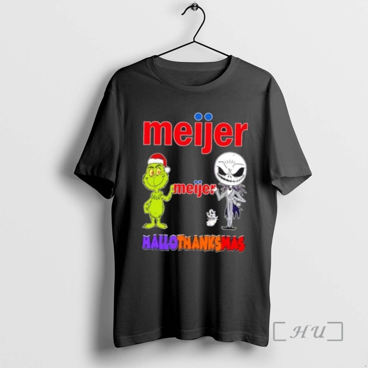 Limited Edition Meijer X Grinch And Jack Skellington Friends Fist Bump Happy Hallothanksmas T Shirts