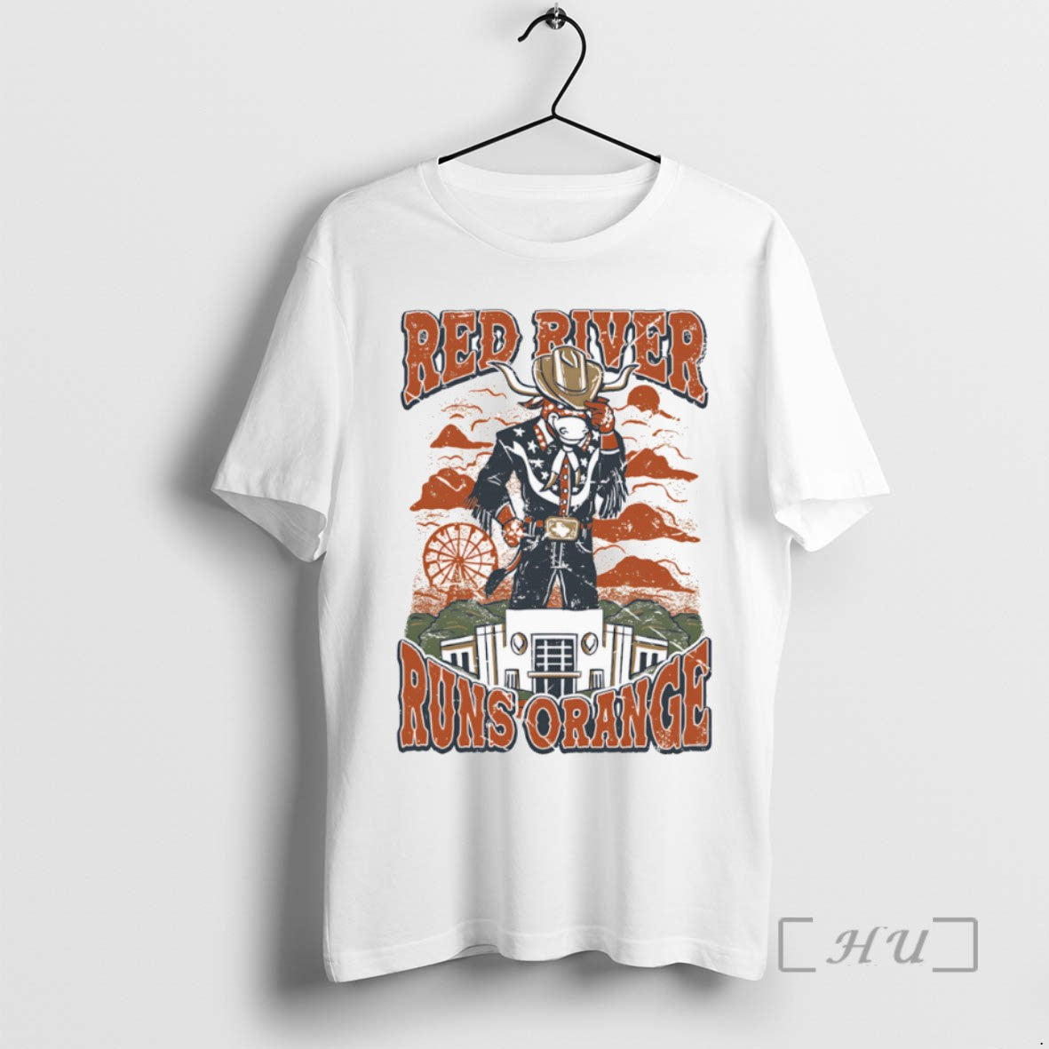 Limited Edition Red River Runs Orange Texas Longhorns Tee Shirt Sweater