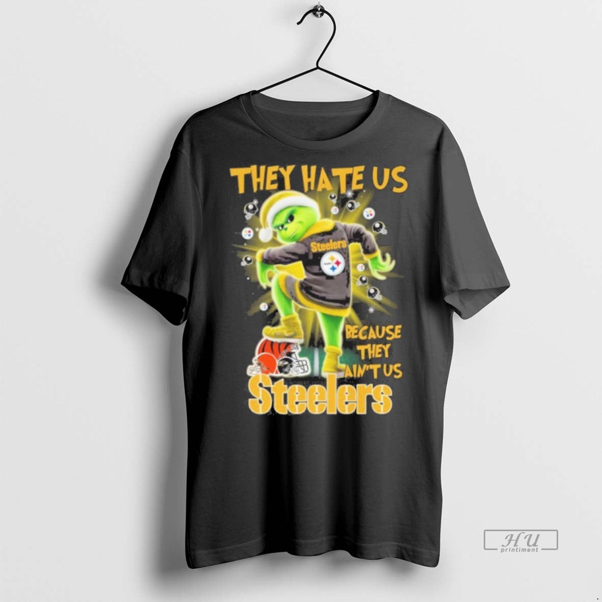 Limited Edition Santa Grinch They Hate Us Because They Aint Us Steelers Tee Shirt Sweater