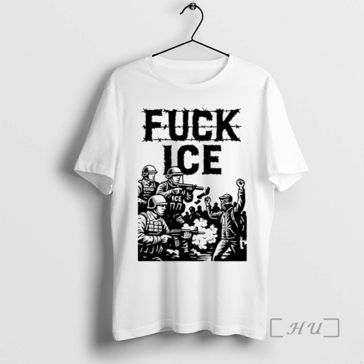Limited Edition Fuck Ice Barbed Wire Protest Merch Men Tee Shirt Sweater