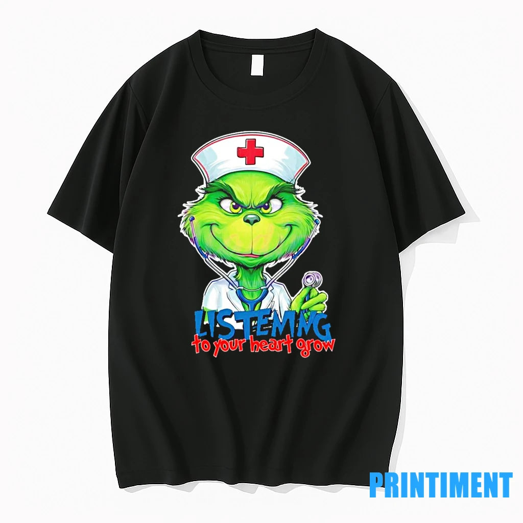 Listening To Your Heart Grow Grinch Christmas Nurse Tshirts Sweater