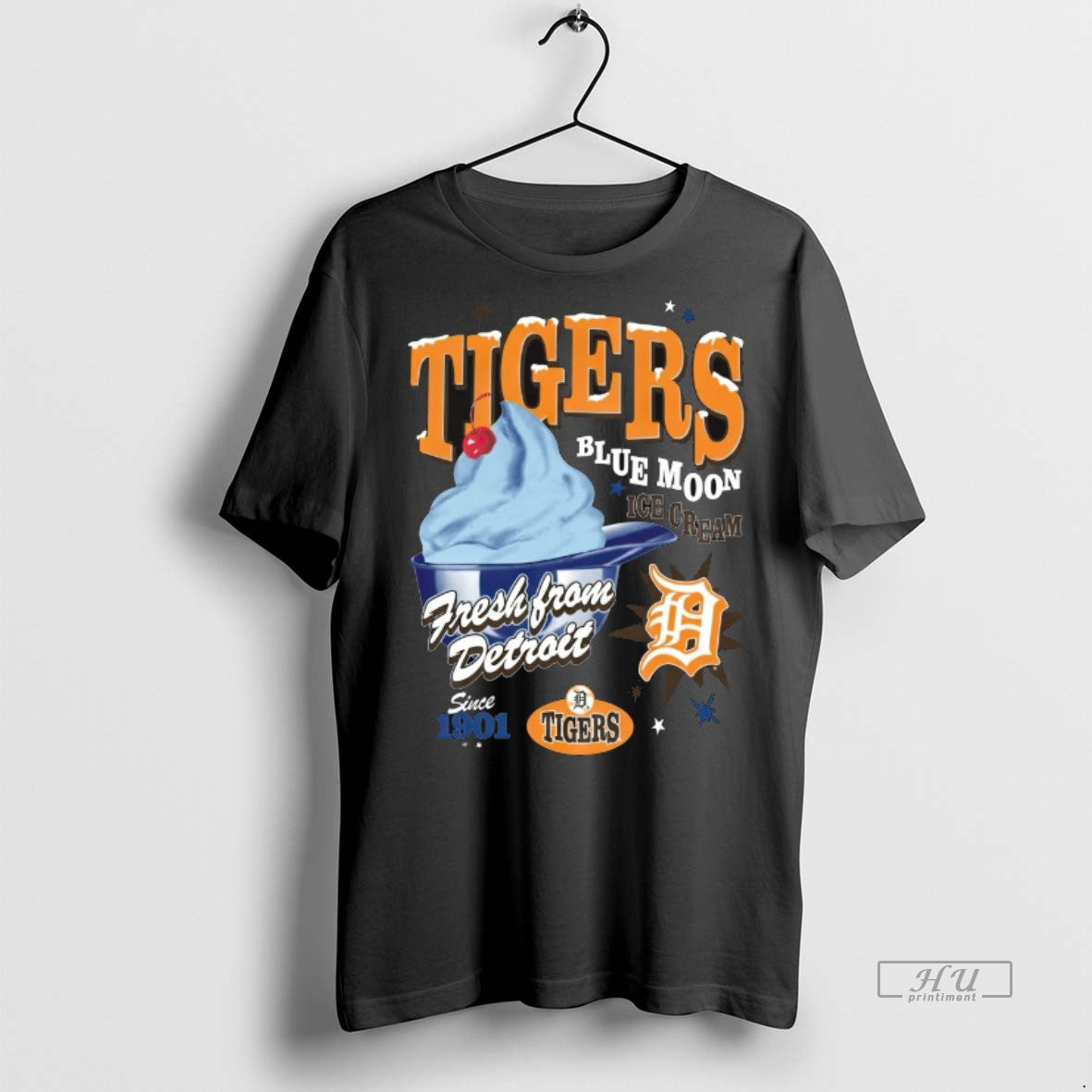 New Detroit Tigers Blue Moon Ice Cream Fresh Form Detroit Sine 1910 Fanart Graphic Tee