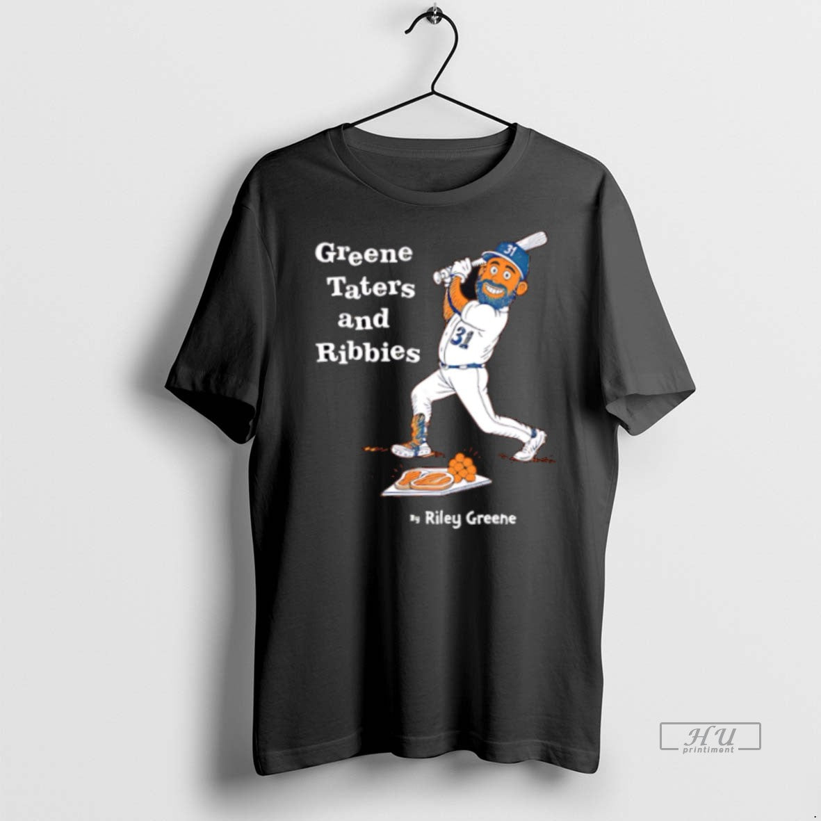 New Greene Taters And Ribbies Cartoon Detroit Tigers Graphic Tee Shirt Sweater