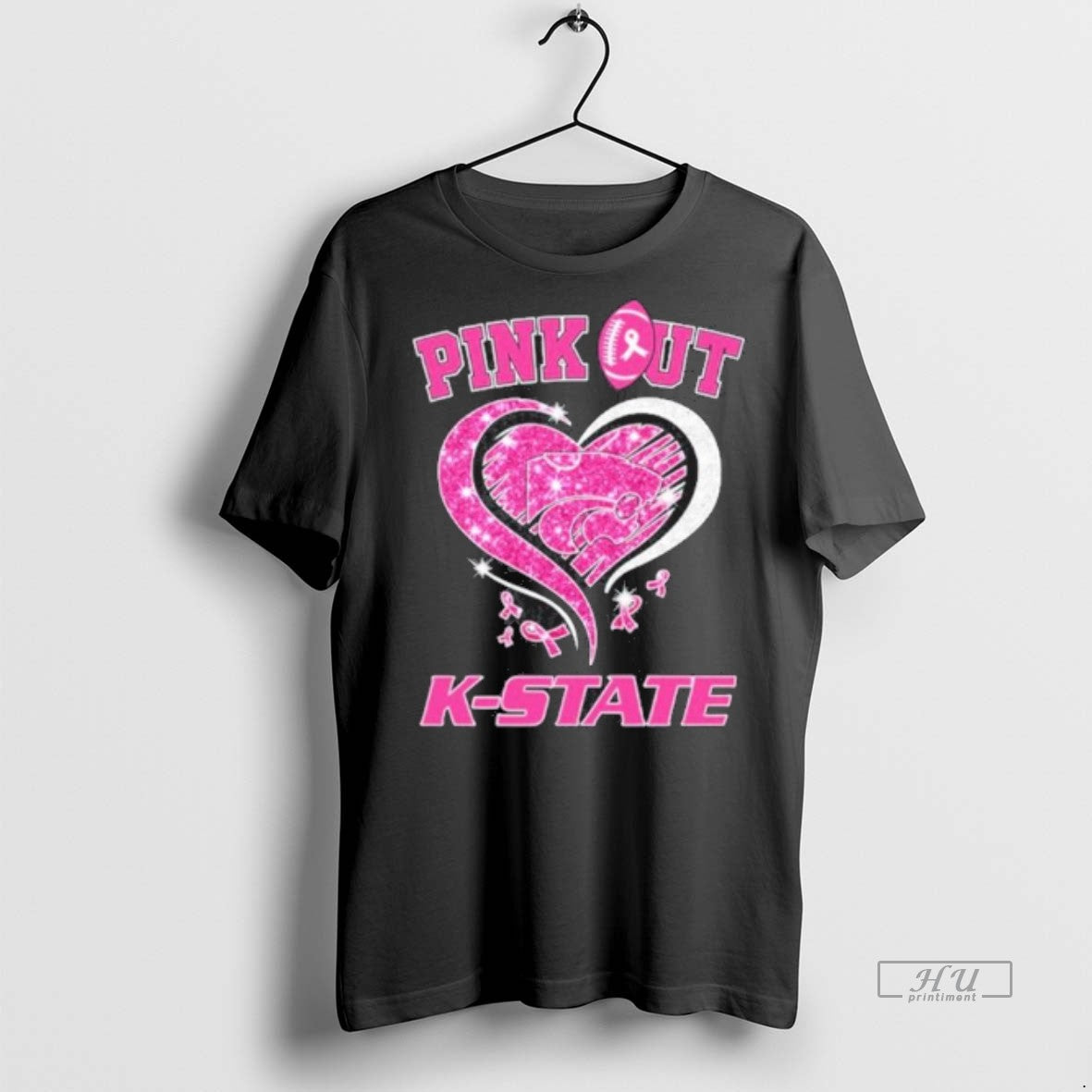 New Kansas State Wildcats Pink Out Breast Cancer Graphic Tee Shirt Sweater