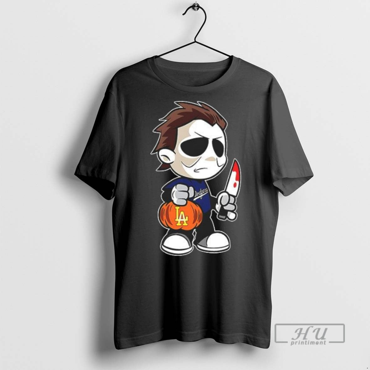 New Michael Myers Los Angeles Dodgers Halloween Tee Shirts Sweatshirt Hoodies