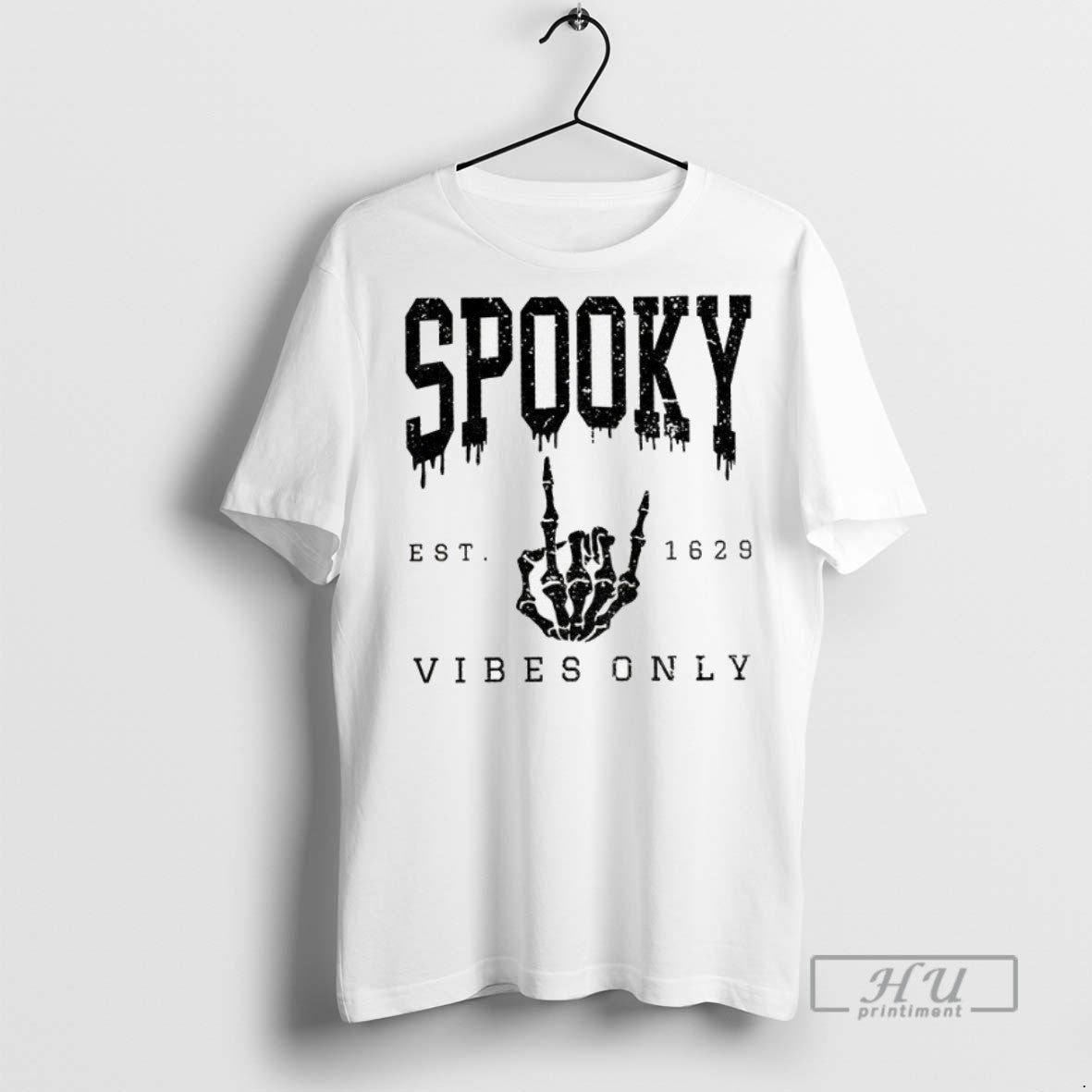 New Skeleton Spooky Vibes Only Est 1629 Halloween Tee Shirts Sweatshirt Hoodies