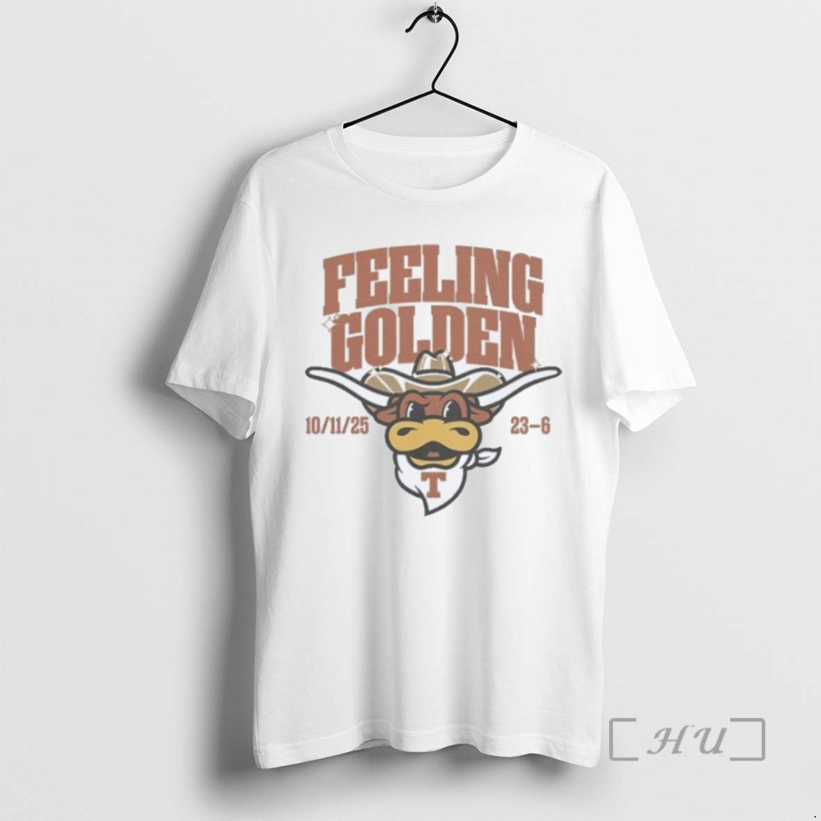 New Texas Longhorns Feeling Golden Mascot Tee Sweater