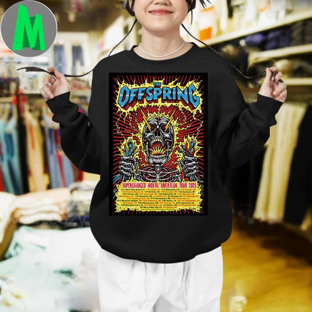 2025 Supercharged Worldwide North American Tour The Offspring Poster Shirt Unisex