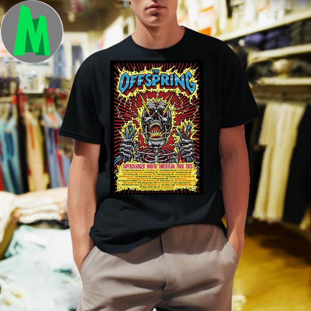 2025 Supercharged Worldwide North American Tour The Offspring Poster Shirt Unisex