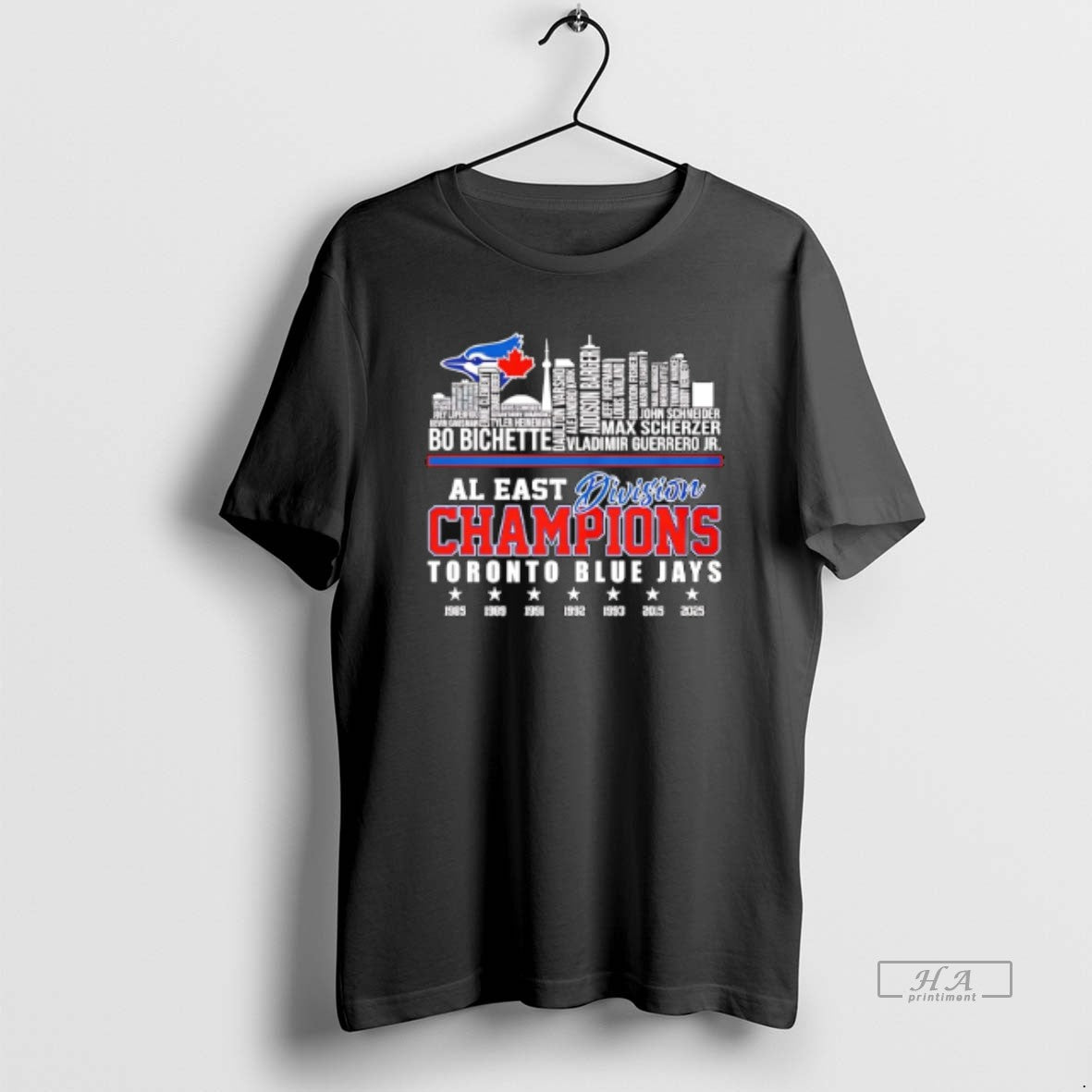Official Al East Division Champions 2025 Toronto Blue Jays Player Names Skyline