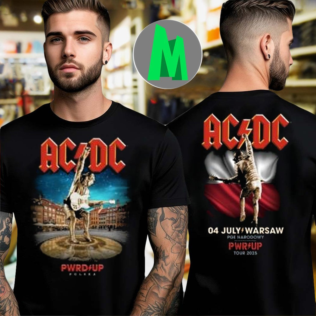 Acdc Merch Warsaw Pwr Up Tour Shirt Unisex