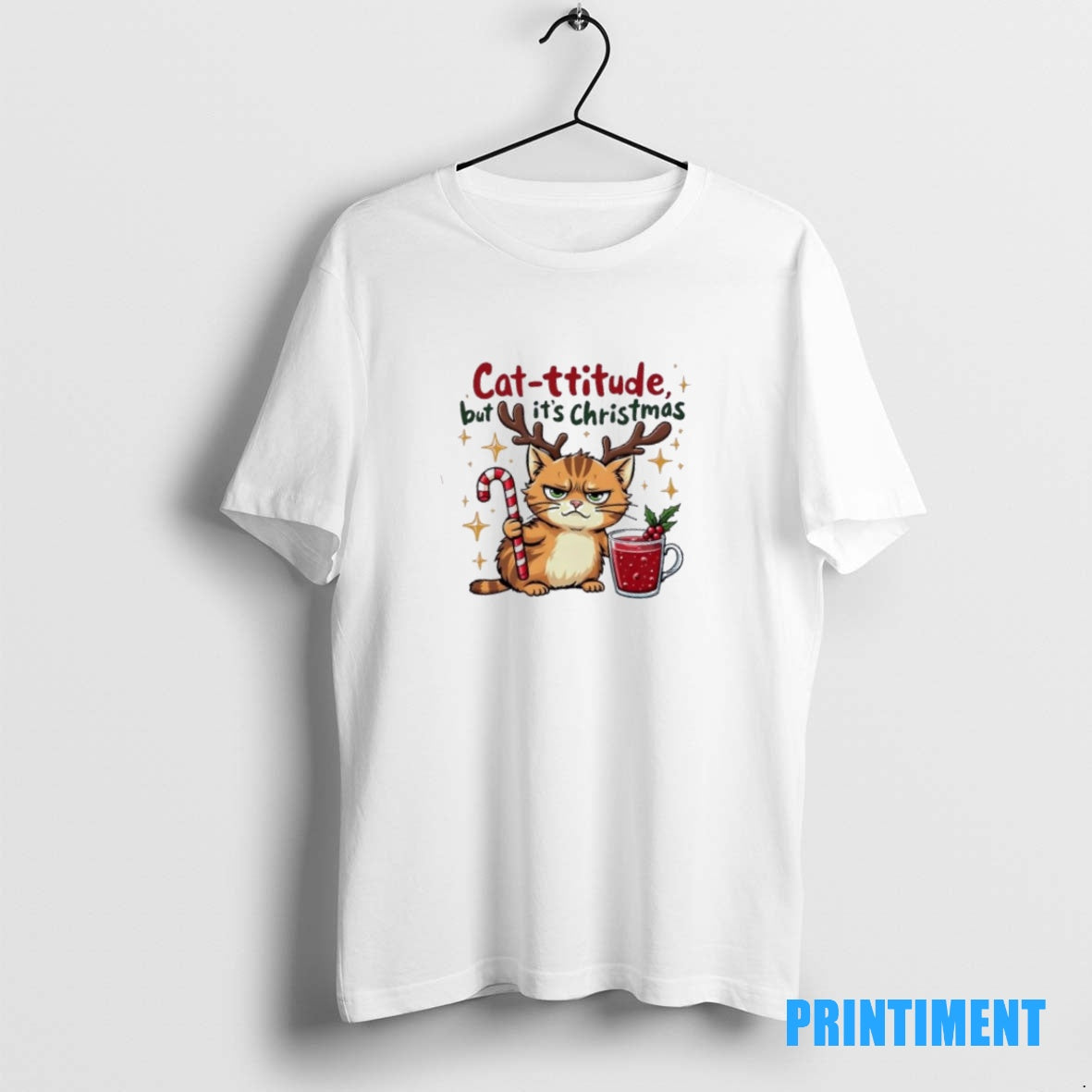 Official Cat Titude Christmas Cat Grumpy Tee Sweater