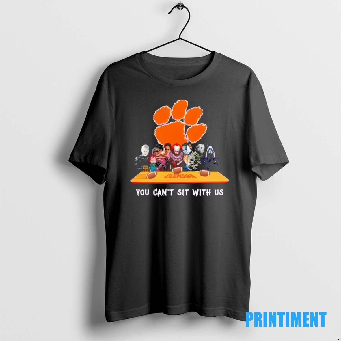 Official Clemson Tigers Horror Movie Characters You Cant Sit With Us Halloween Tee Sweater