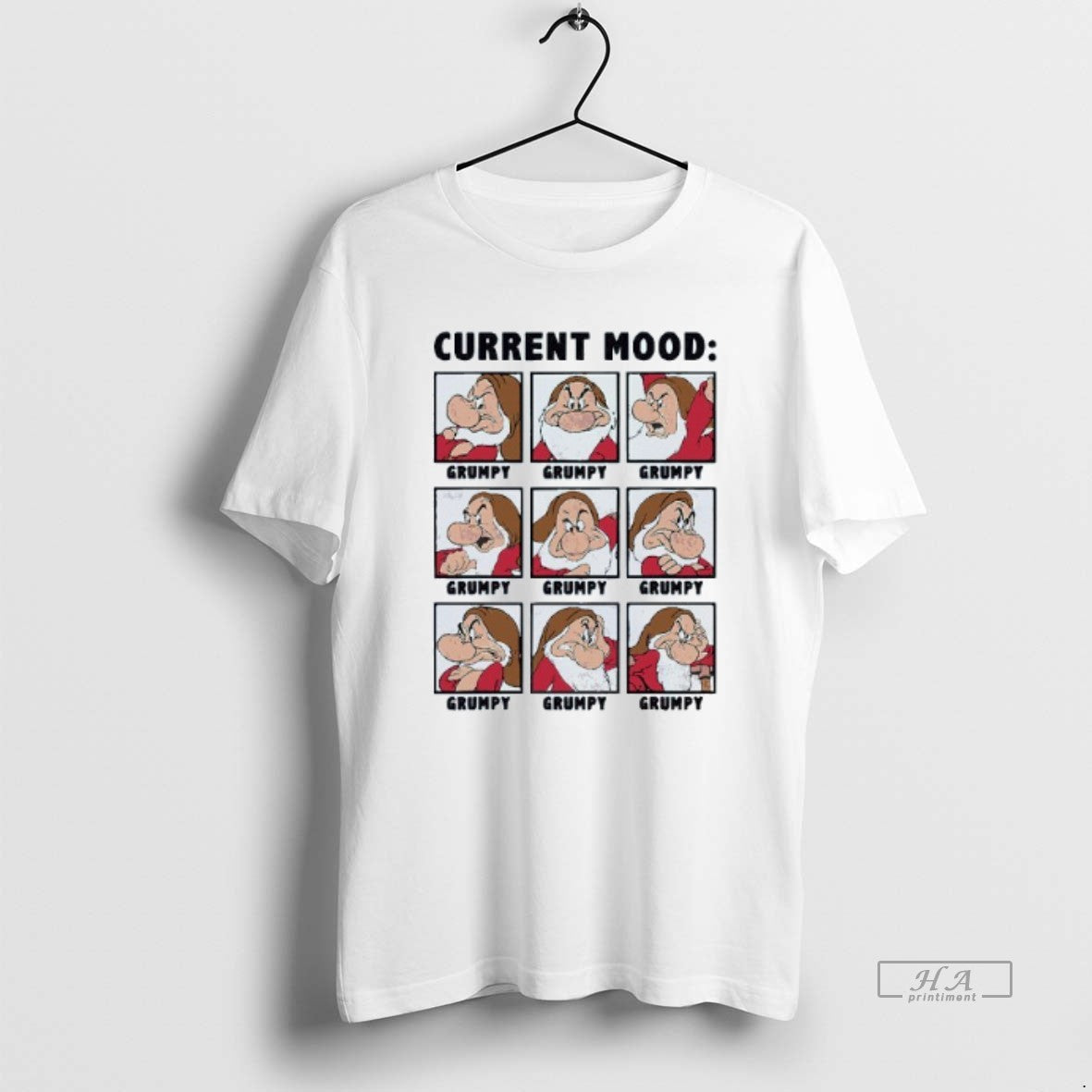 Official Dwarfs Current Mood Always Grumpy Mens White Tee