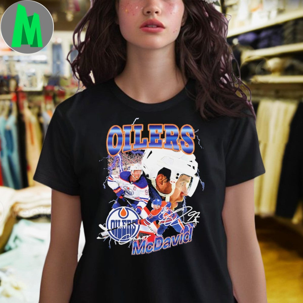 Edmonton Oilers Connor McDavid Mitchell & Ness Black 2.0 Player Shirt Unisex