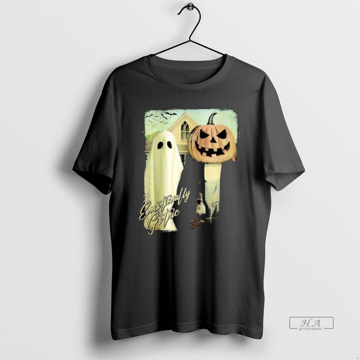 Official Emotionally Gothic Ghost Pumpkin Head Man Halloween