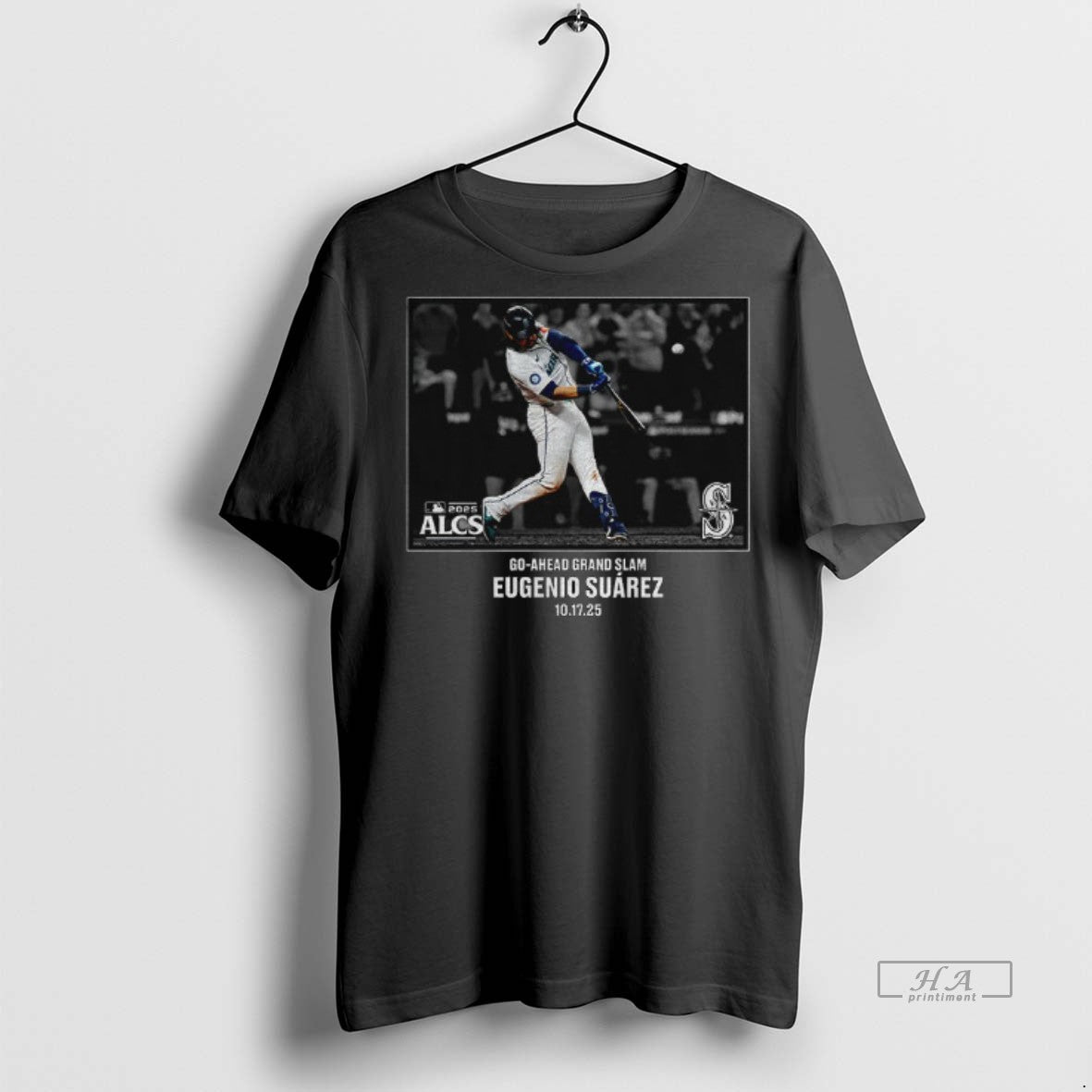 Official Eugenio Suarez Seattle Mariners 2025 Mlb Postseason Moment Go Ahead Grand Slam Shirt