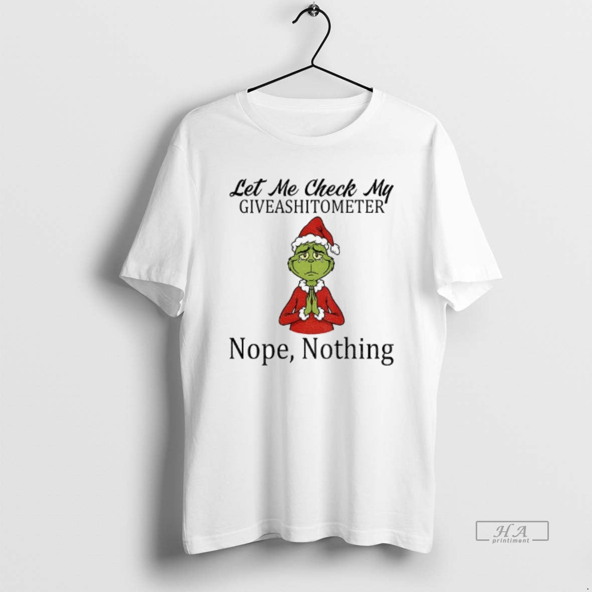 Official Grinch Santa Hat Let Me Check My Giveashitometer Nope Nothing Christmas