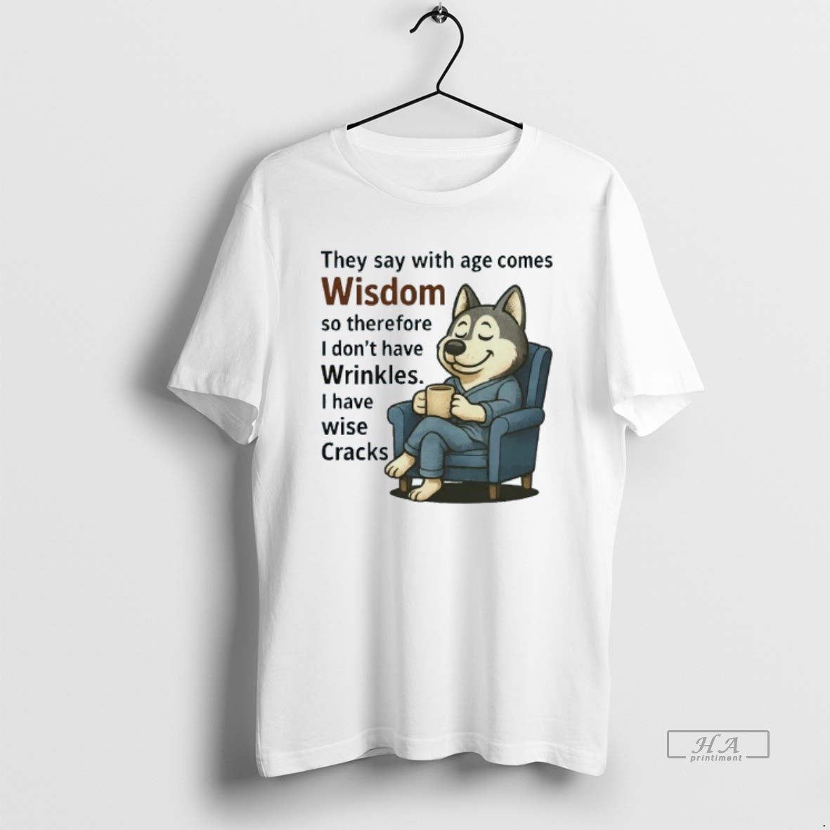 Official Husky They Say With Age Comes Wisdom Mens White Tee