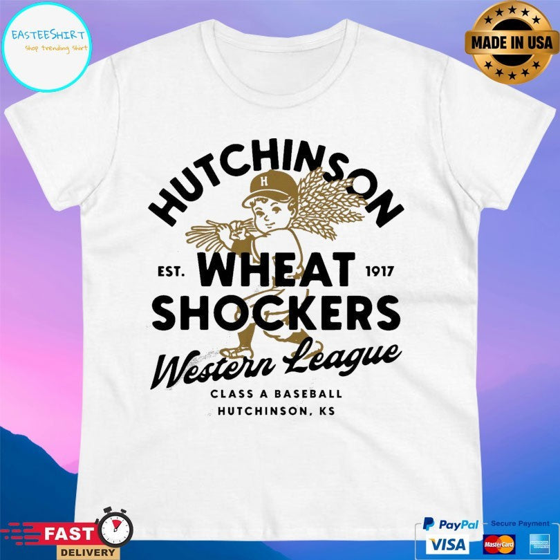 Hutchinson Wheat Shockers Est 1917 Western League Class A Baseball Hutchinson Ks Unisex