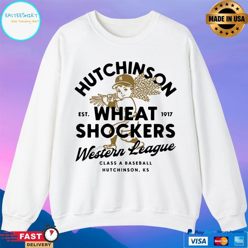 Hutchinson Wheat Shockers Est 1917 Western League Class A Baseball Hutchinson Ks Unisex