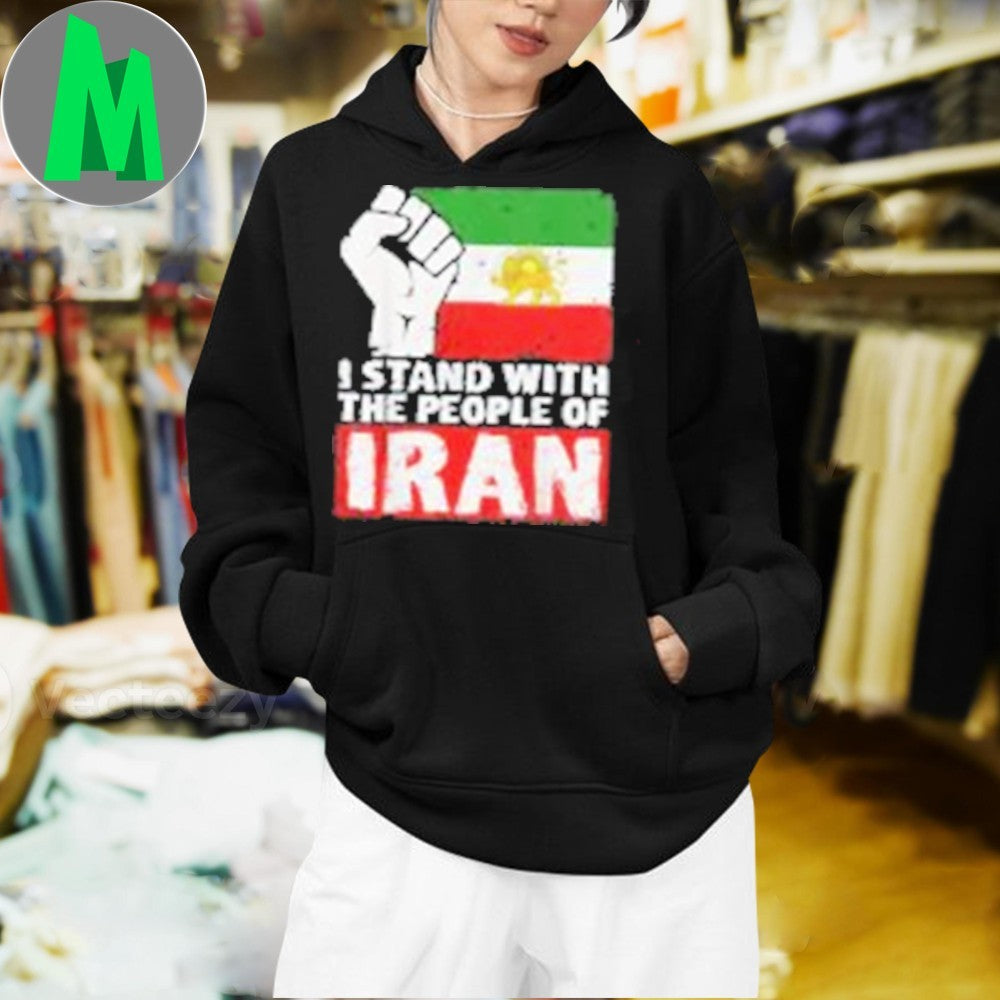 I Stand With The People Of Iran Flag and Fist Support Unisex
