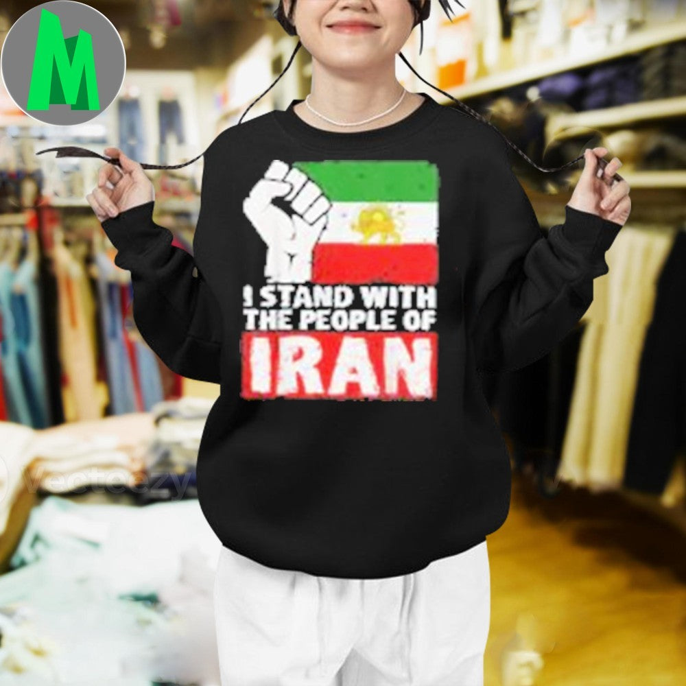 I Stand With The People Of Iran Flag and Fist Support Unisex
