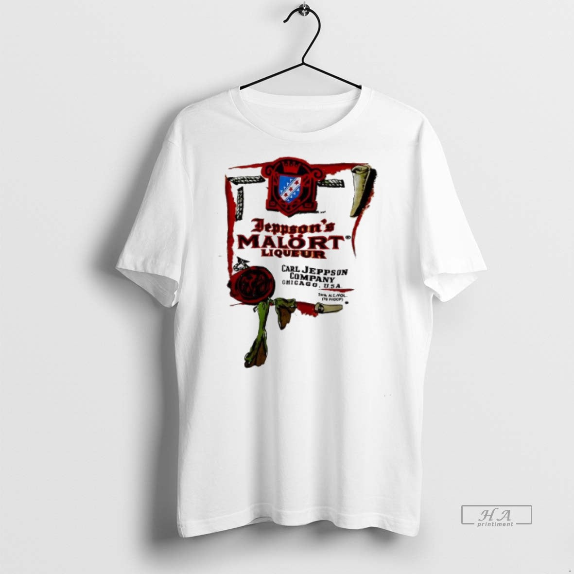 Official Jeppsons Malort Liqueur Carl Jeppson Company Chicago Vintage Shirt