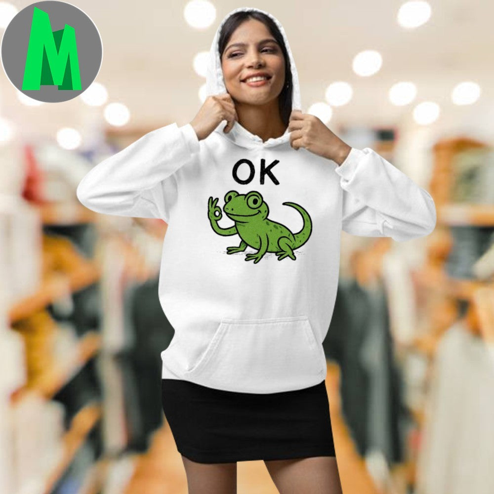 Lizard Hitting Button On Shirt Unisex