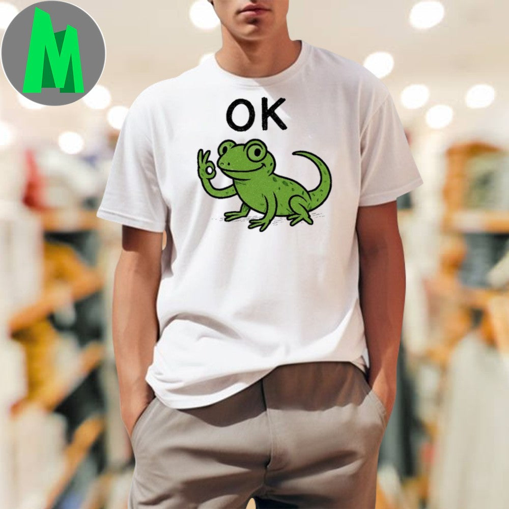 Lizard Hitting Button On Shirt Unisex
