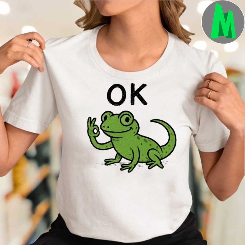 Lizard Hitting Button On Shirt Unisex