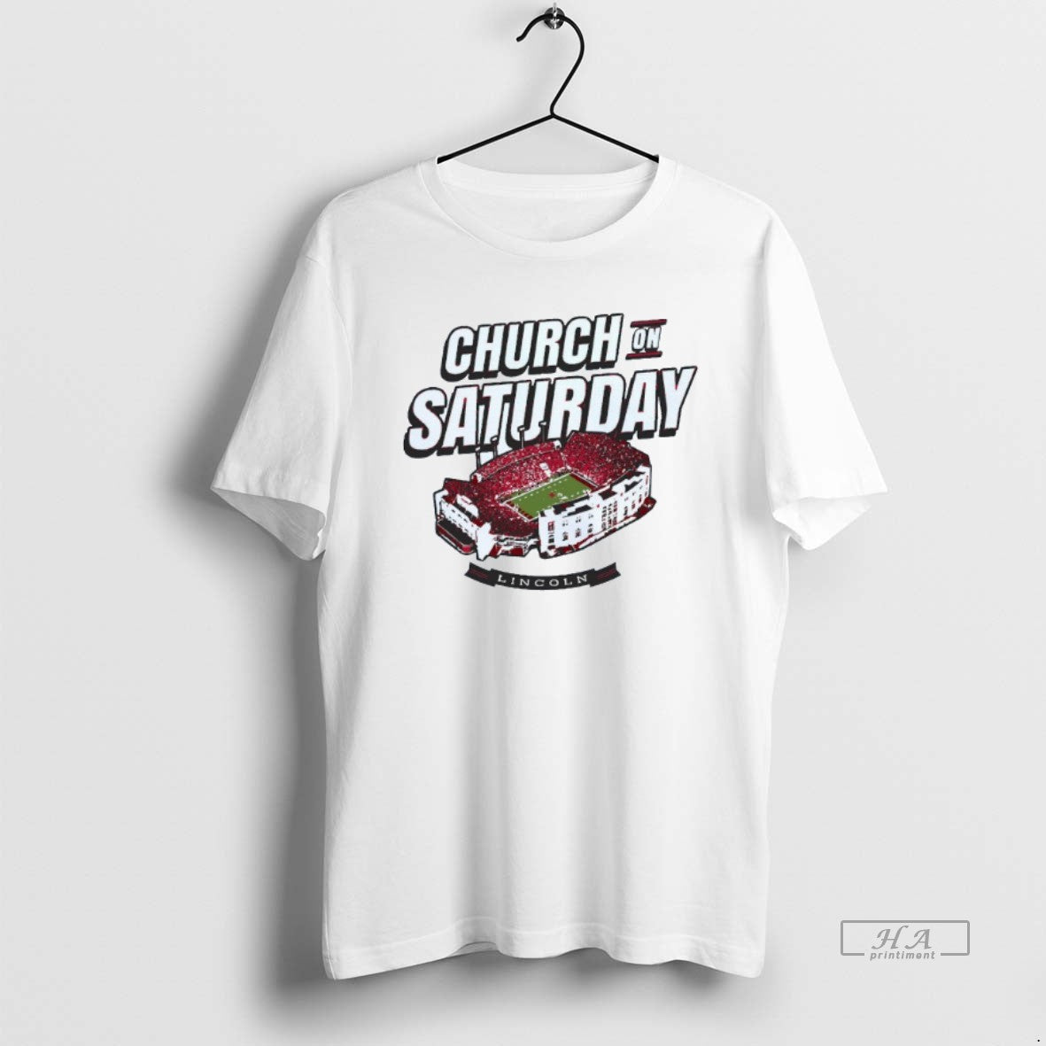 Official Nebraska Cornhuskers Church On Saturday Stadium Mens White Tee
