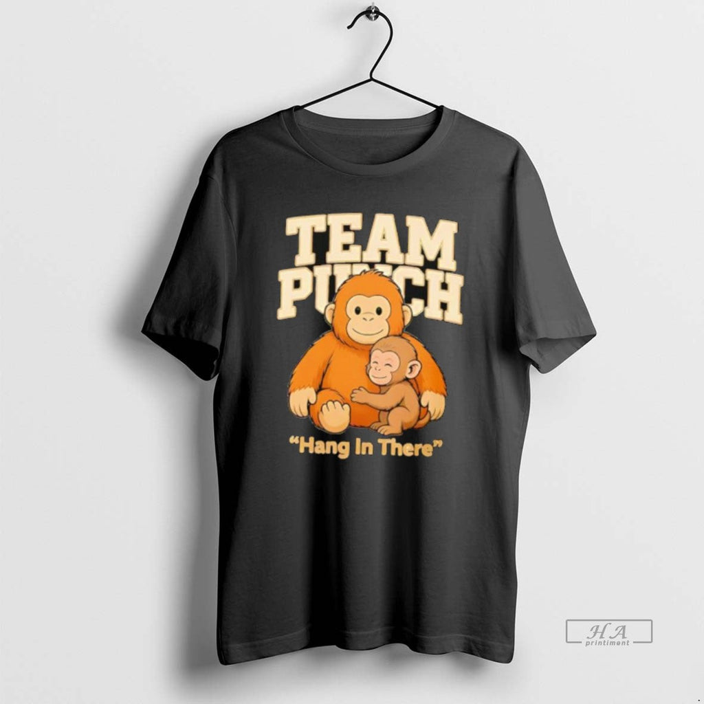 Official Team Punch Hang In There Orange Monkey Hugging Monkey Unisex