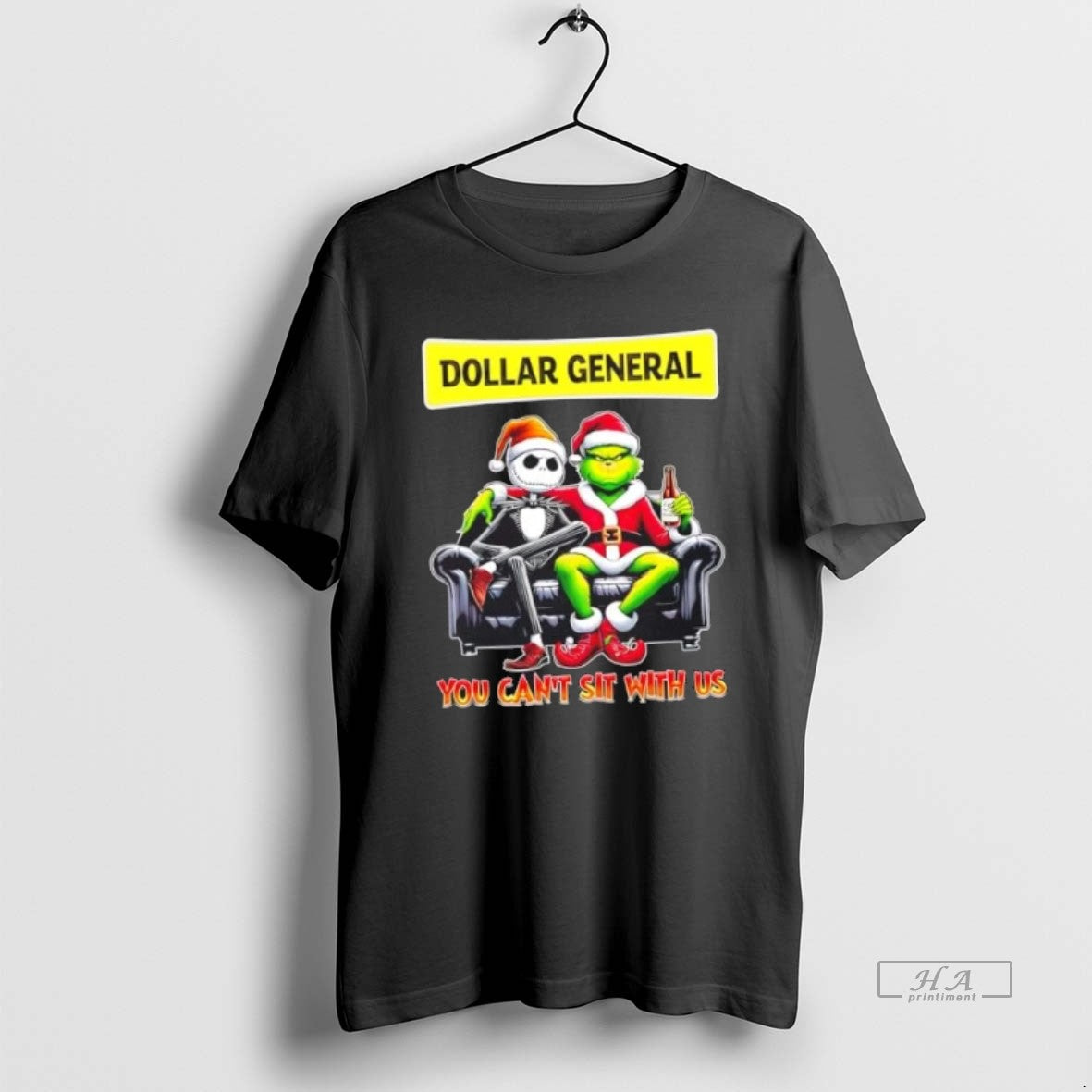 Official Trendy Dollar General X Grinch And Jack Skellington Happy Hallothankmas You Cant Sit With