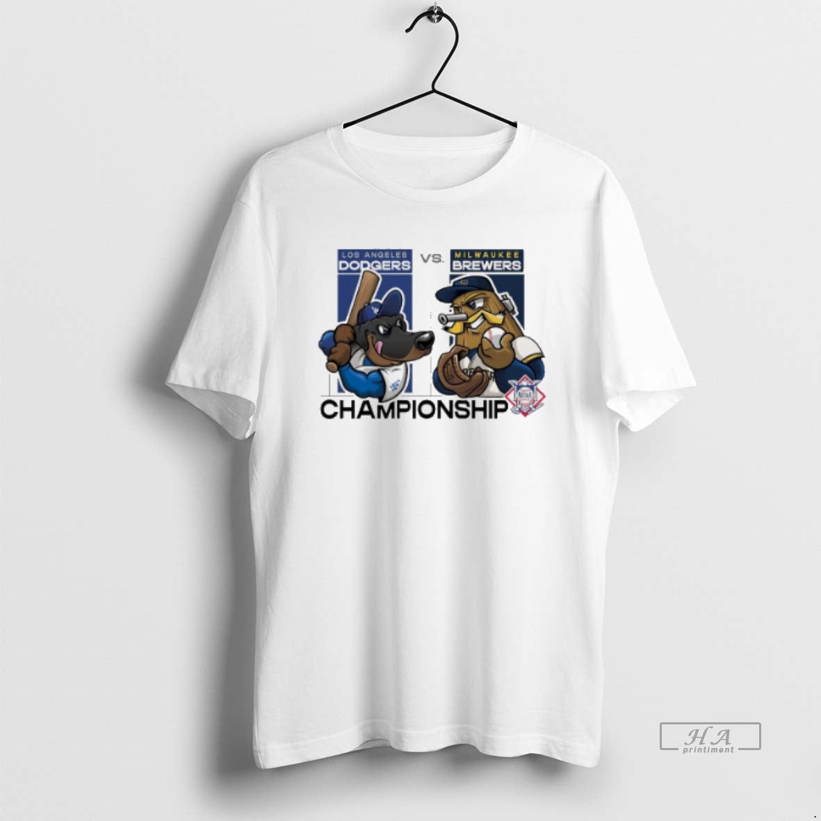 Official Trendy Los Angeles Dodgers Vs Milwaukee Brewers 2025 Mlb League Championship Series Mascot Tee