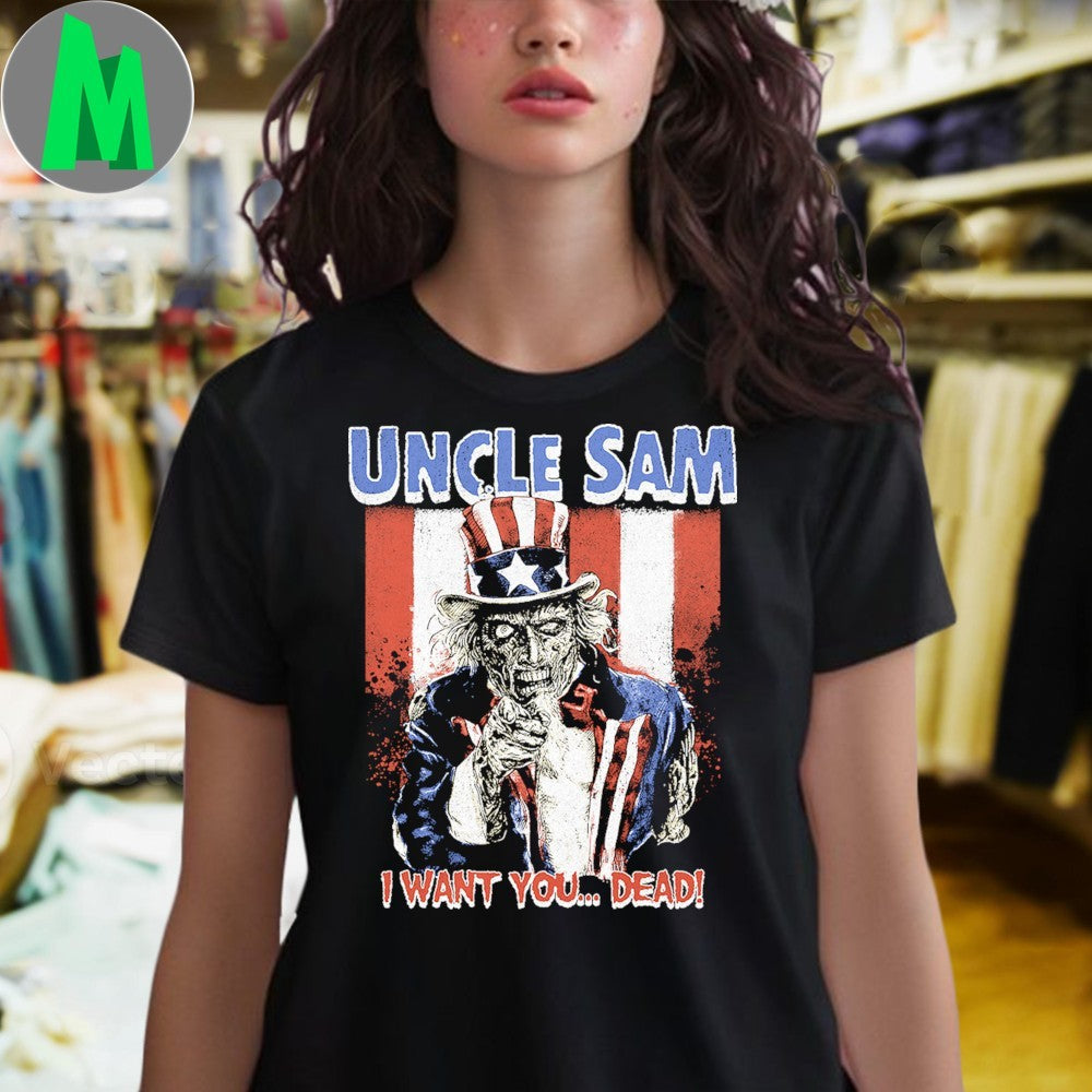 Uncle Sam I Want You… Dead! Zombie American Flag Graphic Unisex
