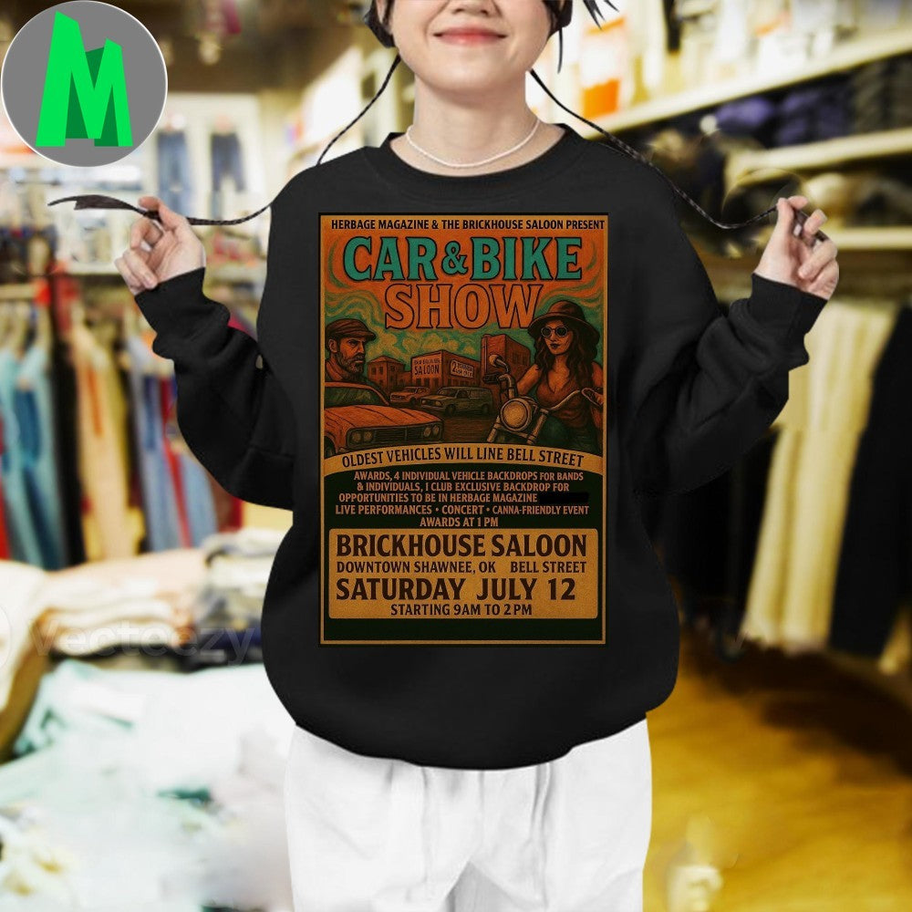 Vintage Car & Bike Show Brickhouse Saloon Event Poster Unisex