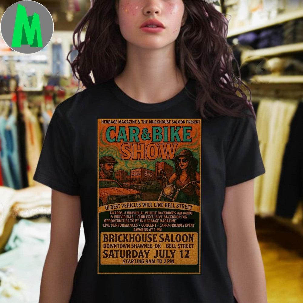 Vintage Car & Bike Show Brickhouse Saloon Event Poster Unisex