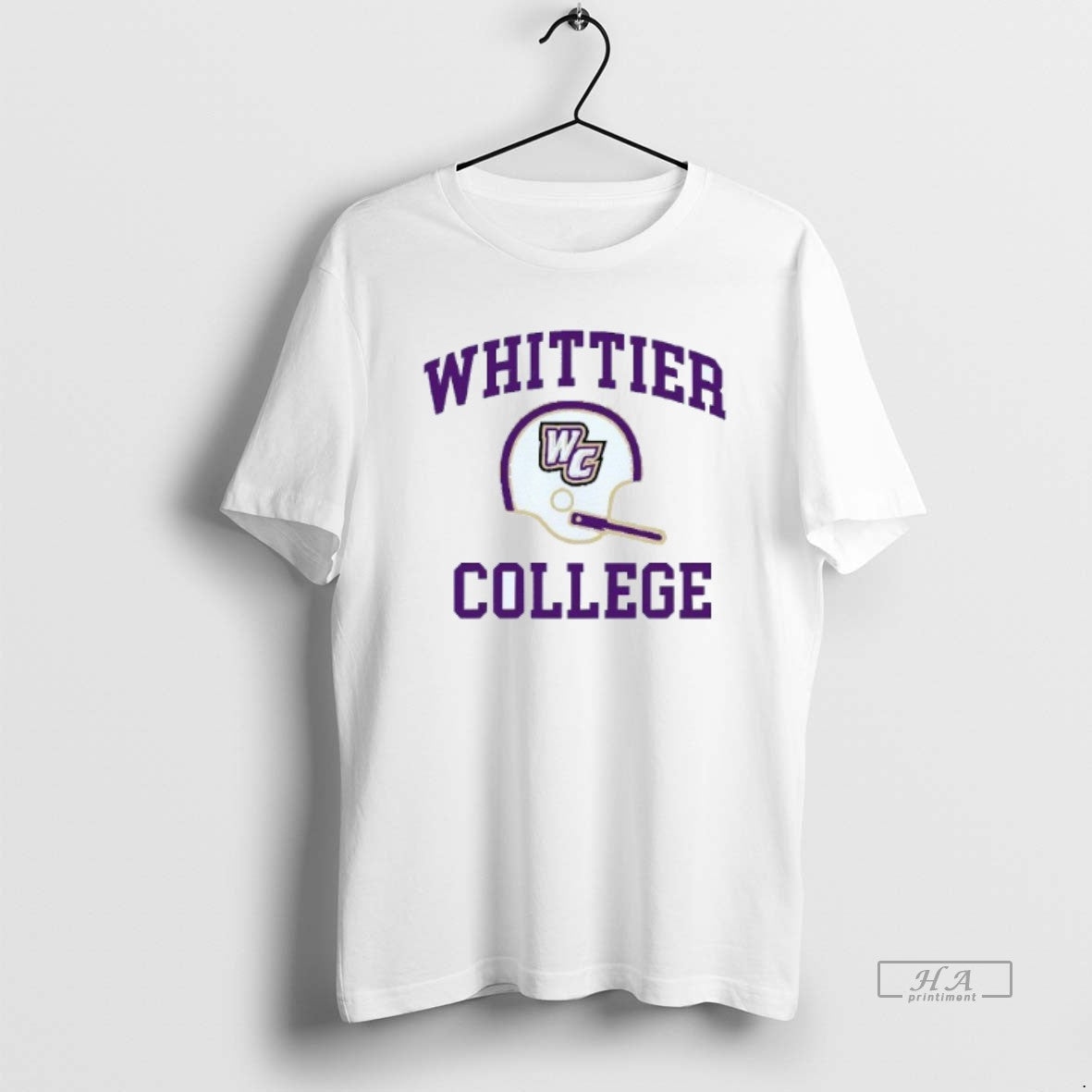 Official Whittier College Helmet Mens White Tee