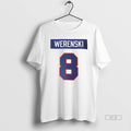 Official Zach Werenski 8 American Hockey Monsters Hockey Legend Gold Medal Unisex