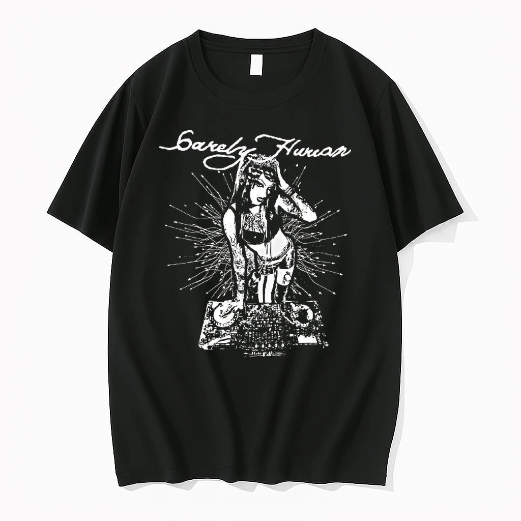 Officials Barely Human Tattooed Dj At Turntables Stencil T Shirt Sweater