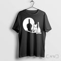 Officials Cat Raising Its Leg To Cast A Middle Finger Shadow Black Premium T Shirts Unisex