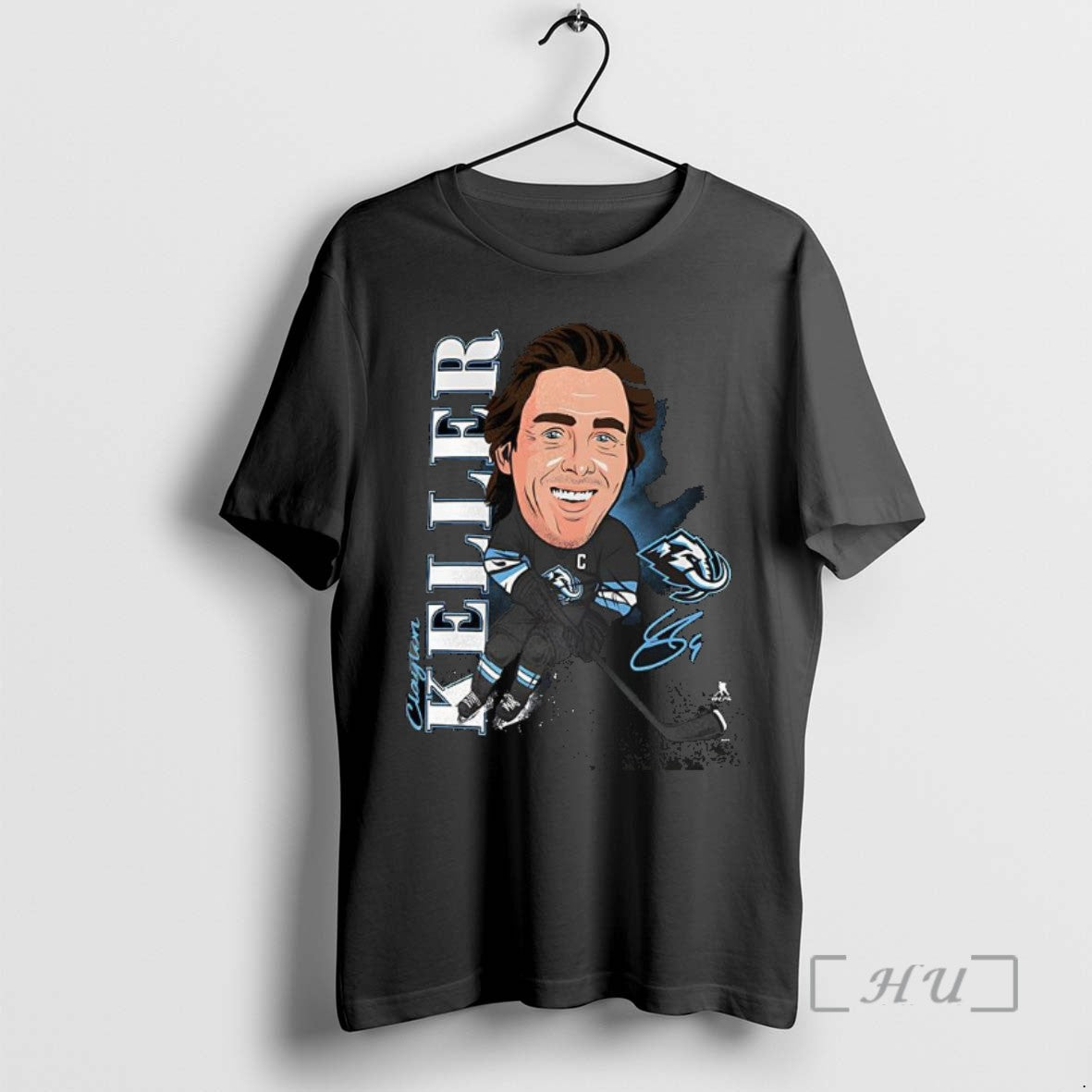 Officials Clayton Keller Utah Mammoth Hockey Caricature Player Signature Shirts Sweater