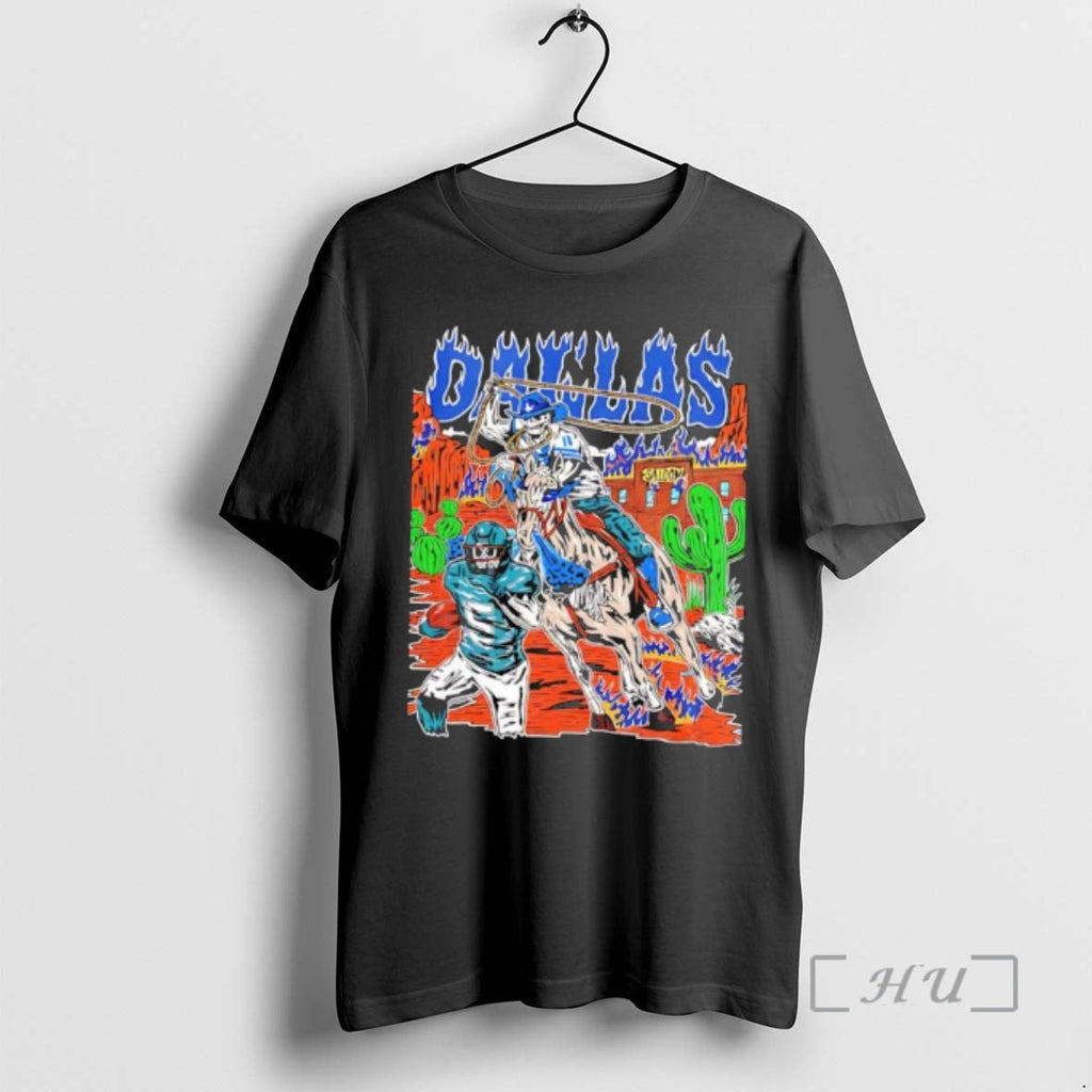 Officials Dallas Cowboys Skeleton Cowboy Lasso Horse Desert Saloon Graphic Unisex