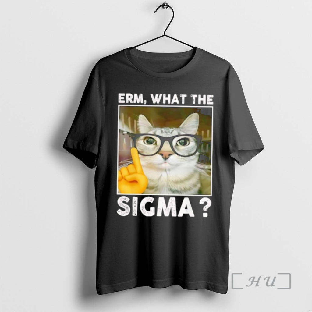 Officials Erm What The Sigma Nerd Cat Glasses Finger Up Unisex