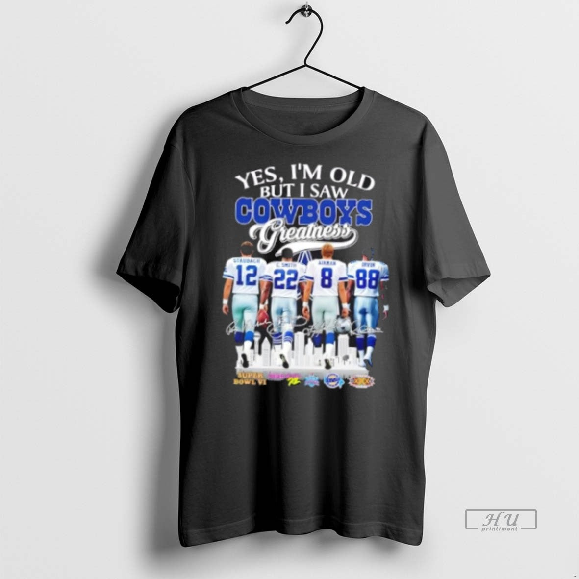 Officials Greatness Dallas Cowboys Legends Staubach Smith Aikman Irvin Skyline Tee Shirt Sweater