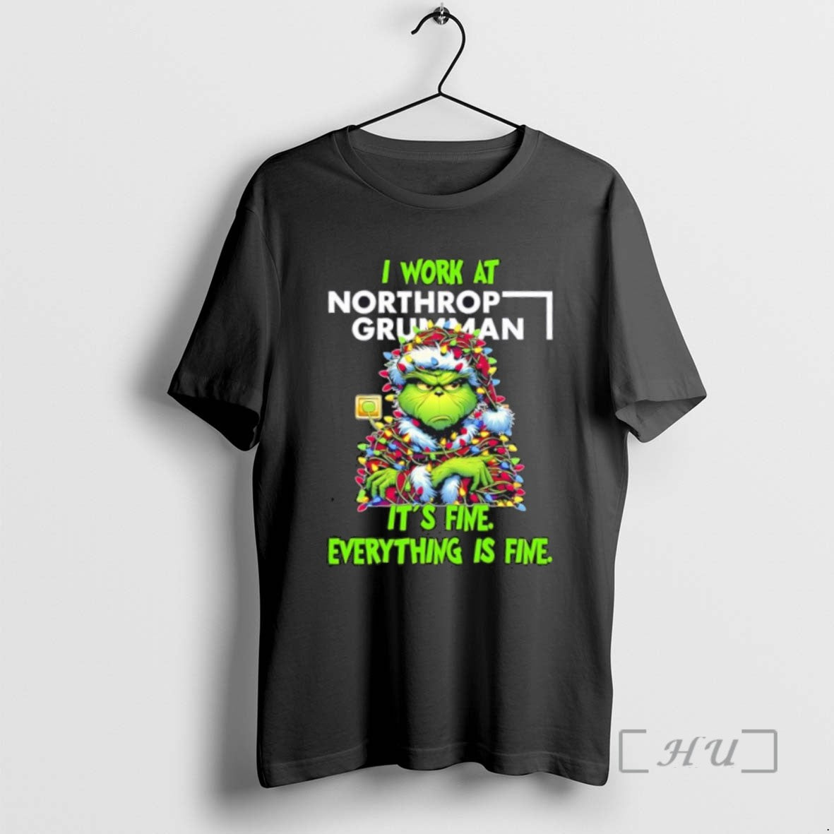 Officials Grinch I Work At Northrop Grumman Logo Its Fine Everything Is Fine Tee Sweater