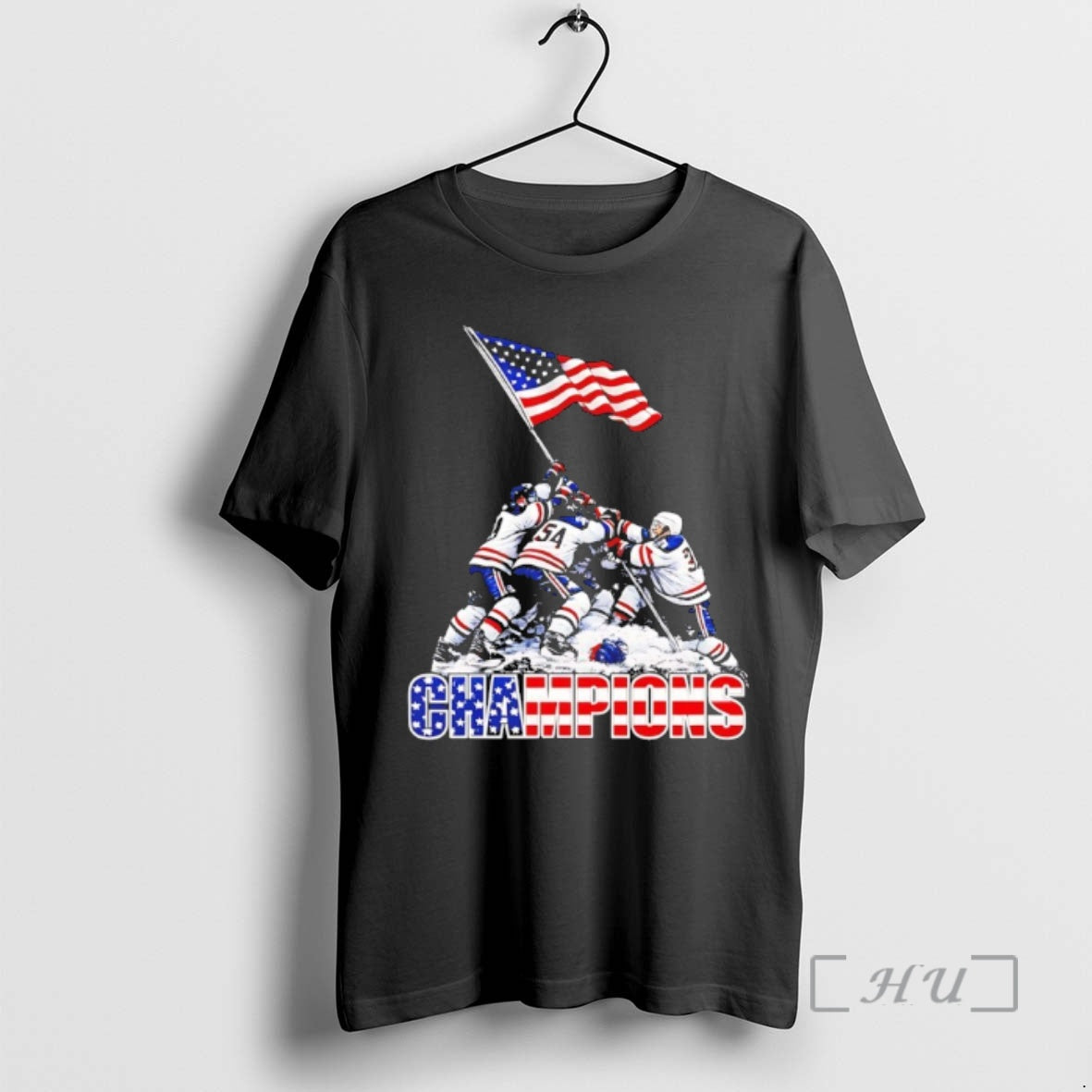 Officials Ice Hockey Champions 2026 Usa Players Raising Flag Graphic Unisex