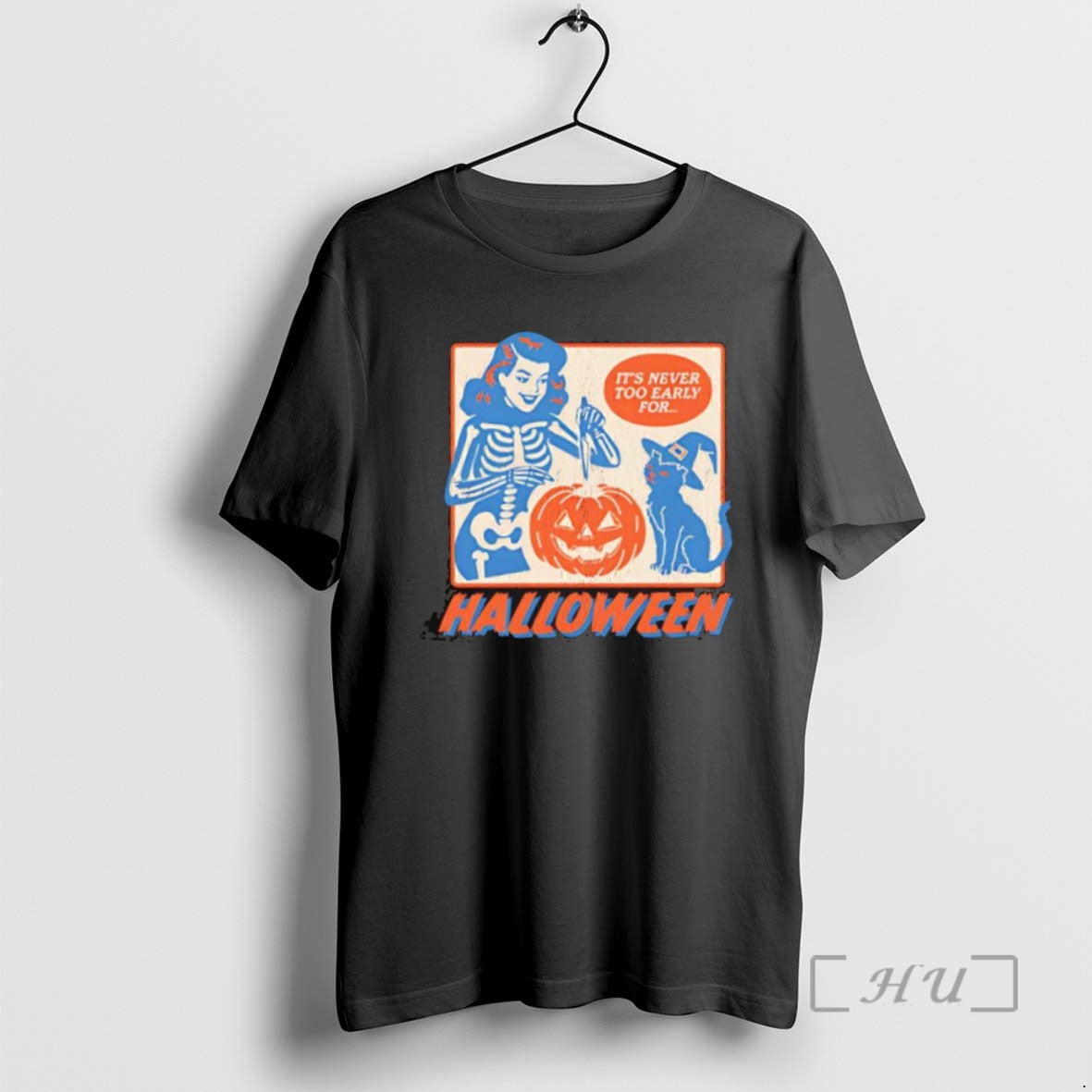 Officials Its Never Too Early For Halloween Skeleton Cat Tee Sweater