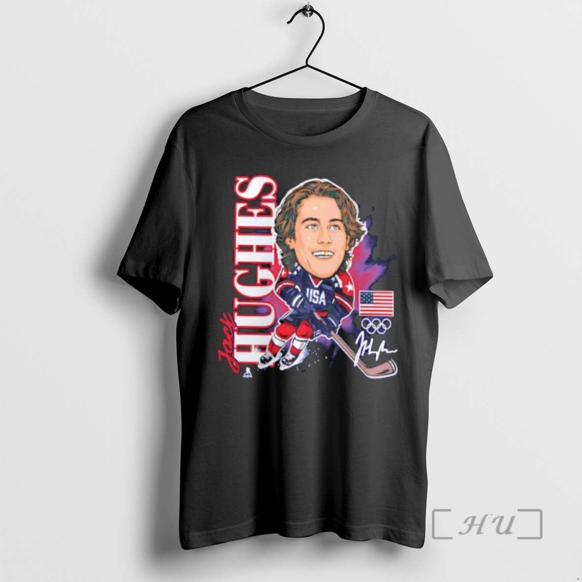 Officials Jack Hughes Us Mens Olympic Hockey Gold Medal Caricature Unisex